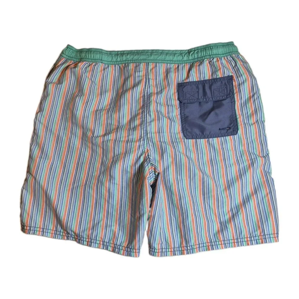 Vineyard Vines Men's Swim Trunks Size M Striped Pockets Zip Hook&Loop Drawstring